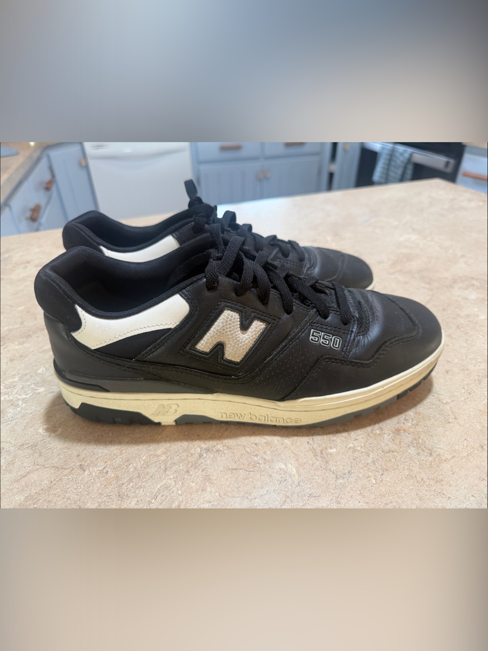 New Balance Men's Black and White 550 Athletic Sneakers